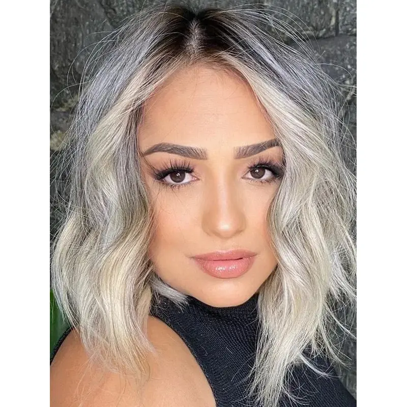 Mid Length Wigs Wavy Without Bangs Wigs Synthetic Lace Front Wigs