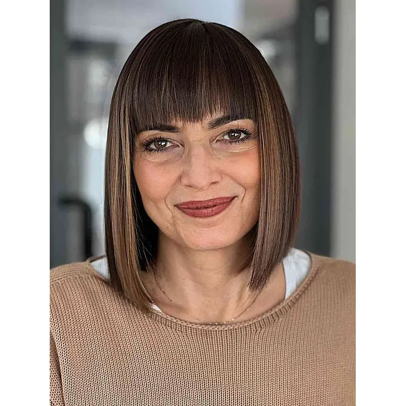 Best Mid Length Wigs Straight Bobs Wigs Synthetic Lace Front Wigs
