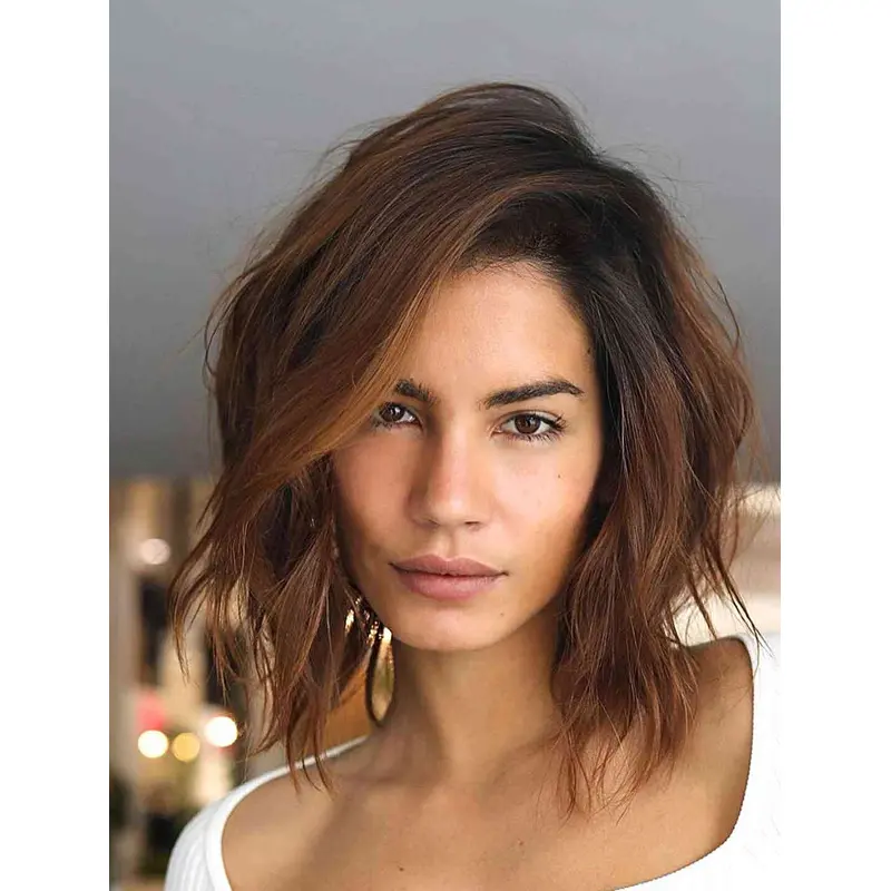 Best Mid Length Wigs Wavy Bobs Wigs Synthetic Lace Front Wigs