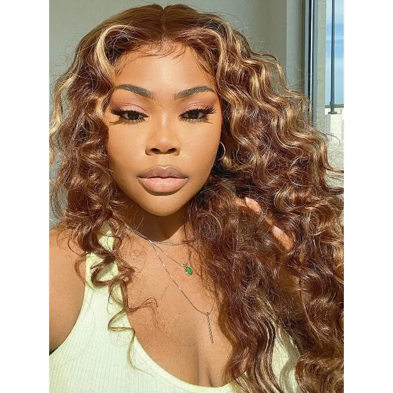Blonde Curly Wigs For African American Lace Front 18" Long Wigs