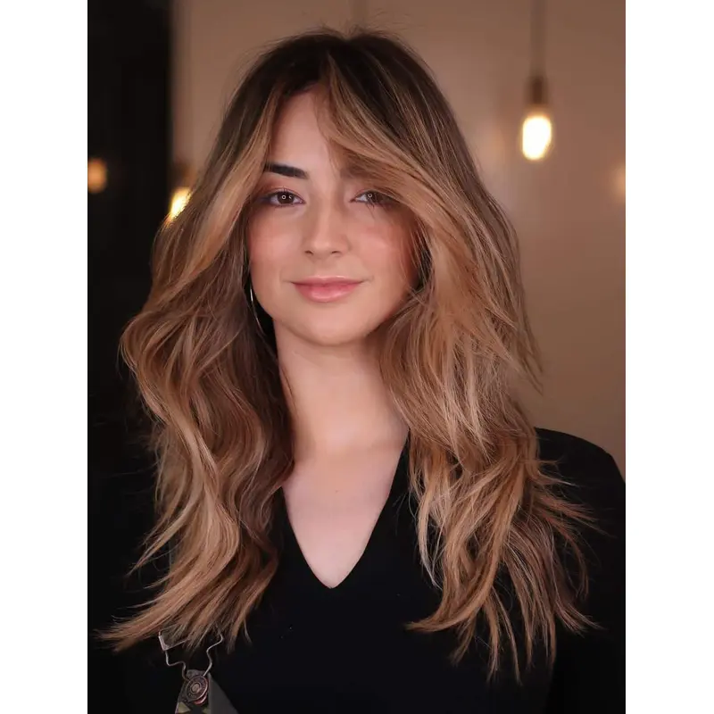 Long Hair Wig Lace Front Layered Wigs Synthetic Wavy Wigs