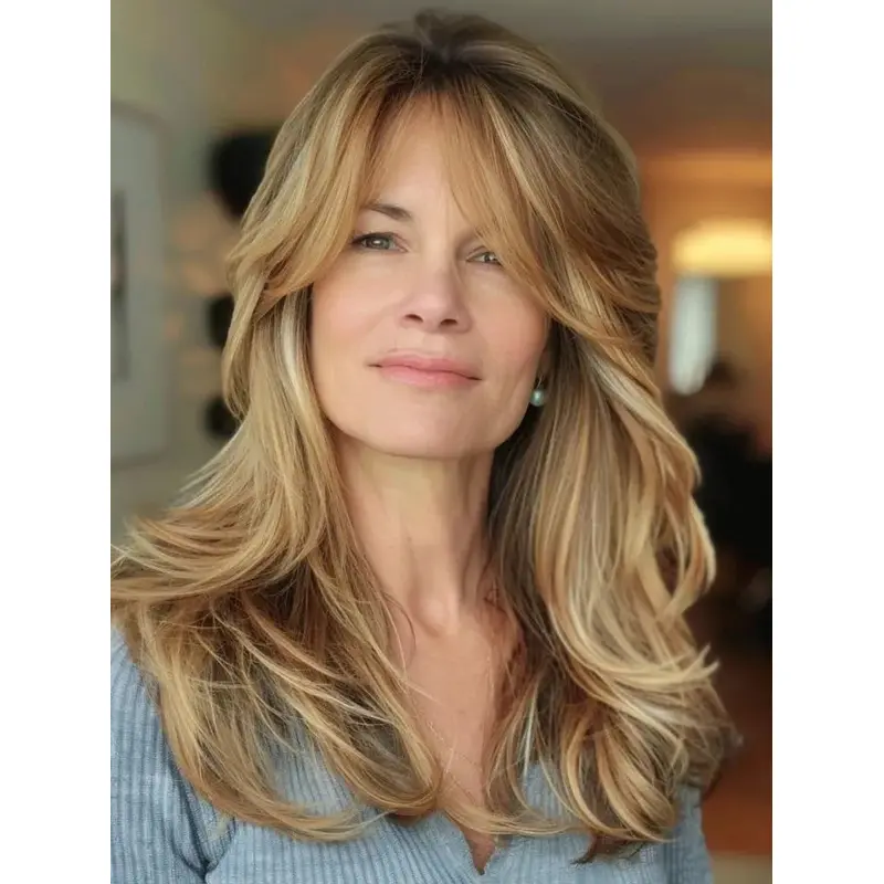 Long Synthetic Lace Front Wigs Blonde Wavy Layered Wigs