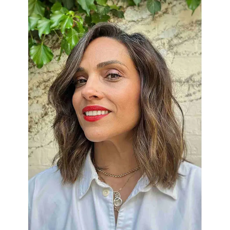Wigs For Women Shoulder Length Synthetic Wigs Wavy Lace Front Wigs