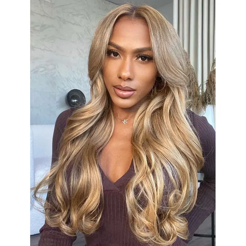 African American Wigs Long Lace Front Wigs Without Bangs Wavy Wigs