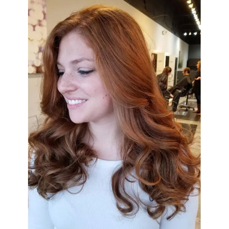 Long Curly Wigs Copper Synthetic Lace Wig Without Bangs Long Layers Wigs