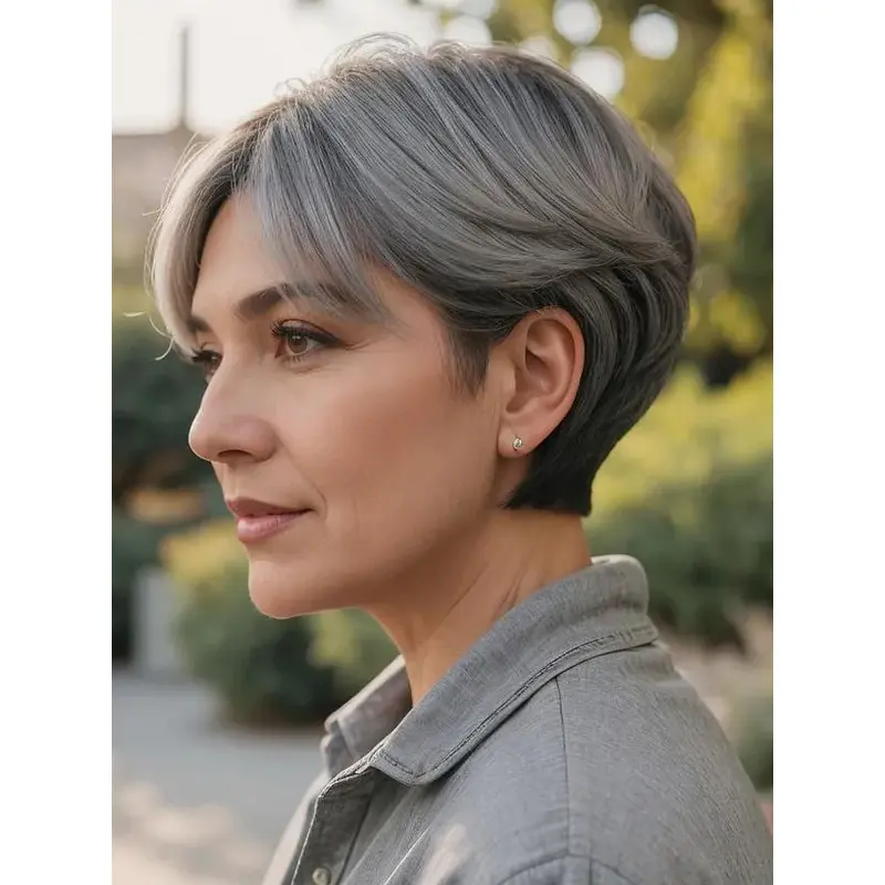 Short Grey Wigs For Sale Monofilament Straight Without Bangs 6" Wigs