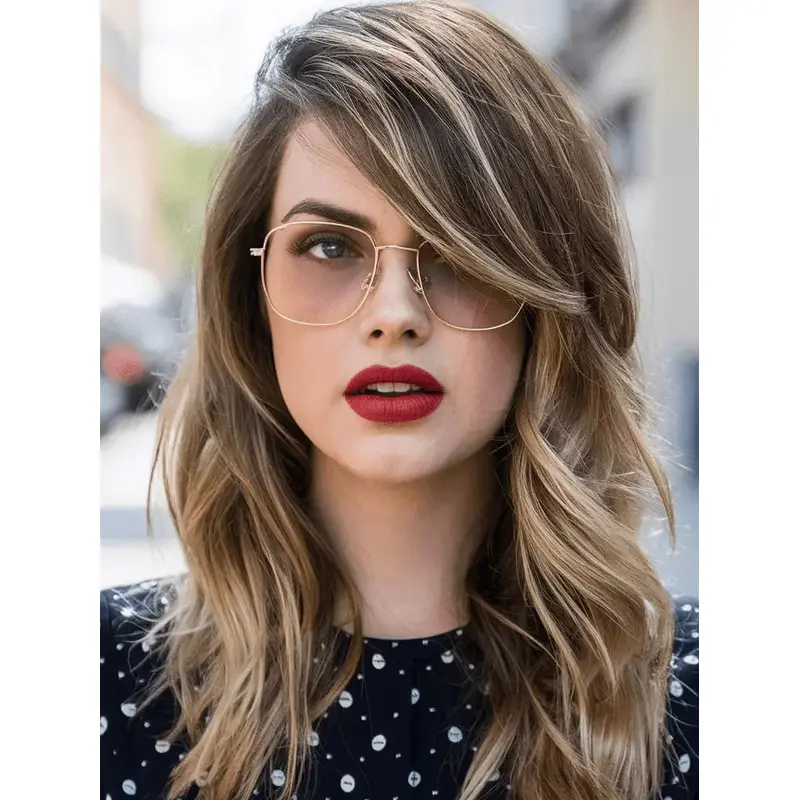 16" Synthetic Monofilament Long Hair Wigs With Bangs