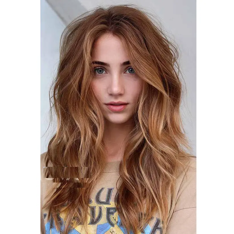Long Brown Wigs Beautiful Synthetic Wavy Wigs Long Layers Wigs