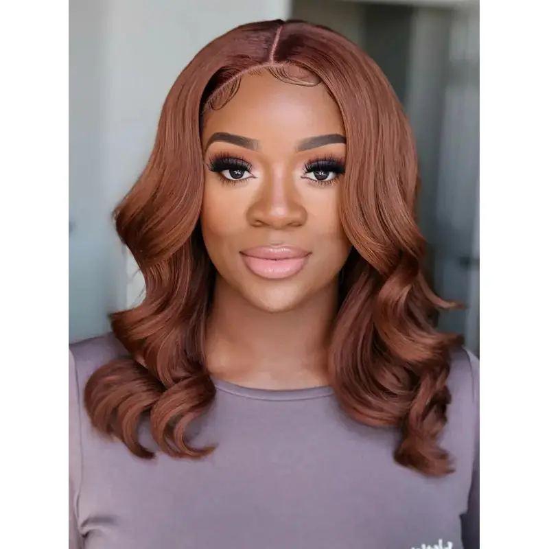 Fine Hair Wigs For African American Auburn Wavy Monofilament Wigs