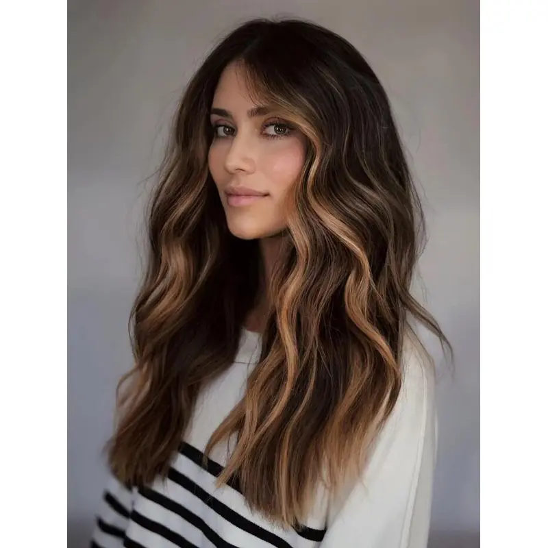 Long Brown Wigs Wavy Synthetic Lace Front Wig Natural Long Hair Wigs