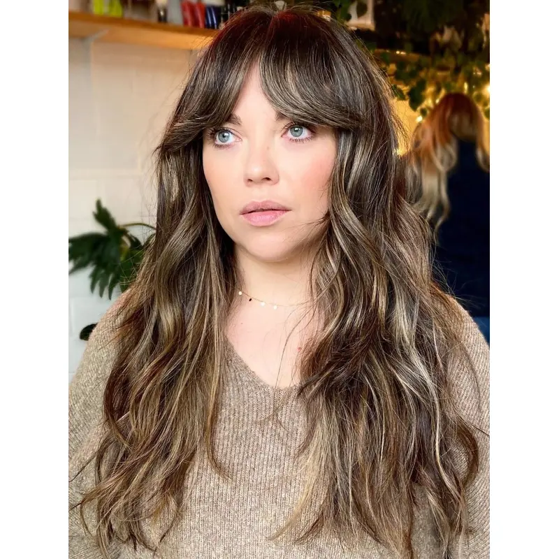 Long Hair Wigs Lace Front Layered Wigs Synthetic Wavy Wigs