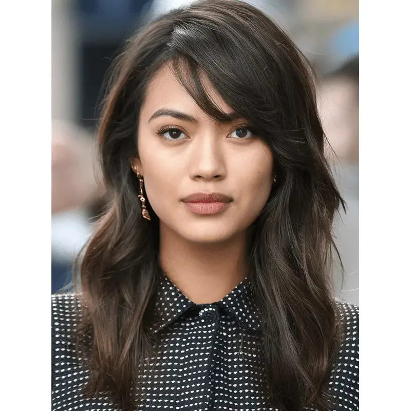 16" Synthetic Monofilament Long Layered Wigs With Bangs