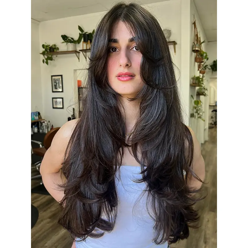 20" Lace Front Wavy Long Black Hair Wigs