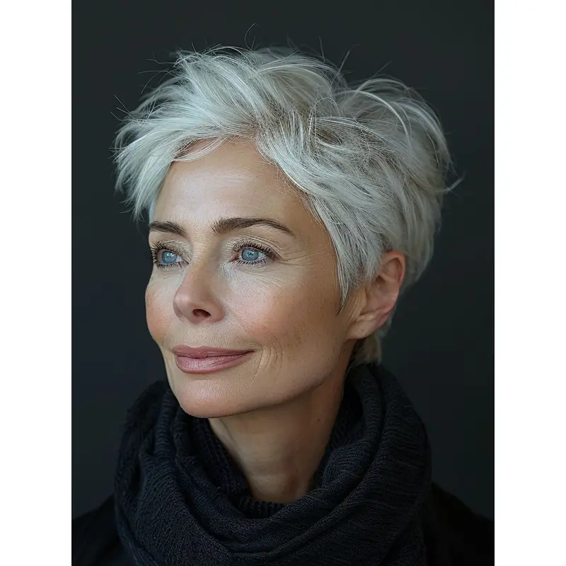 Grey Hair Wigs Short Straight Synthetic Boycuts 6" Lace Front Wigs