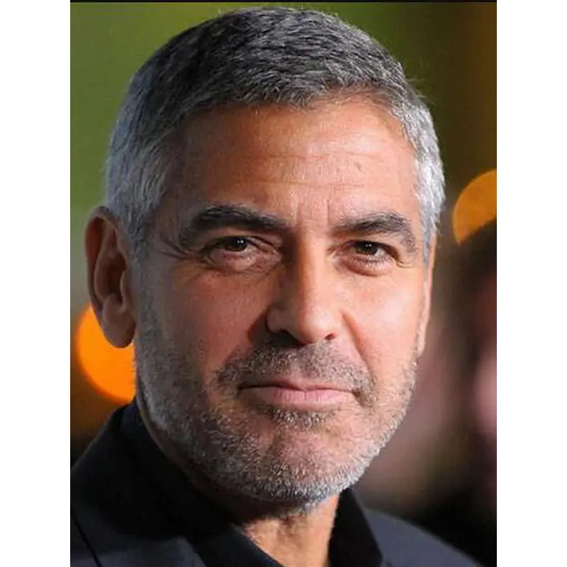 Grey Monofilament Top Straight Short Remy Human Hair Classic Side Part Man Wigs