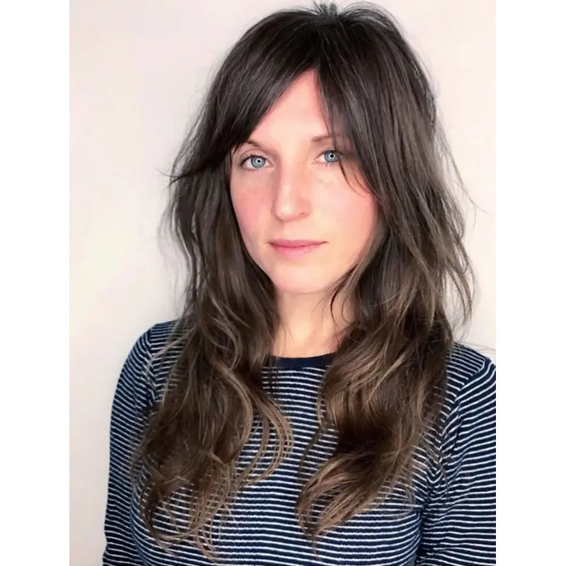 Long Black Wig Wavy Lace Front Synthetic Wig Layered Shaggy Cut Wigs Long Wigs