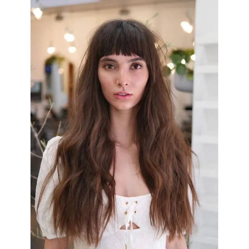 Wigs Long Hair With Bangs Wavy Wigs Synthetic Lace Front Wigs