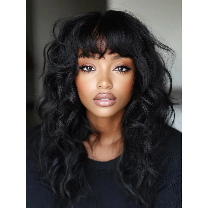 African American Wigs For Black Women Remy Human Hair Curly Layered Wigs