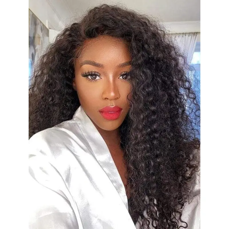 Black African American Wigs Without Bangs Lace Front 20" Wigs