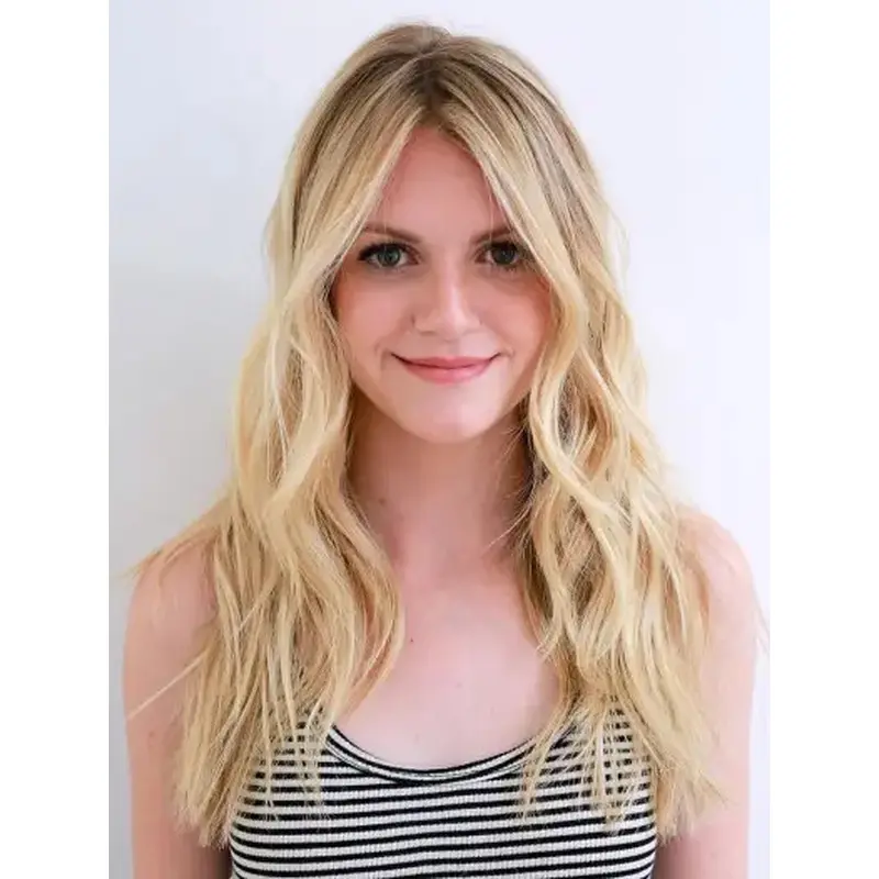 Long Blonde Wigs Synthetic Suitable Lace Wig Wavy Long Layers Wigs
