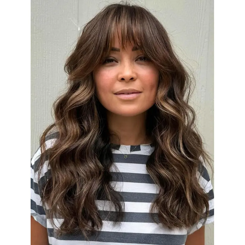 Long Real Hair Wigs 20" Monofilament Layered Wigs