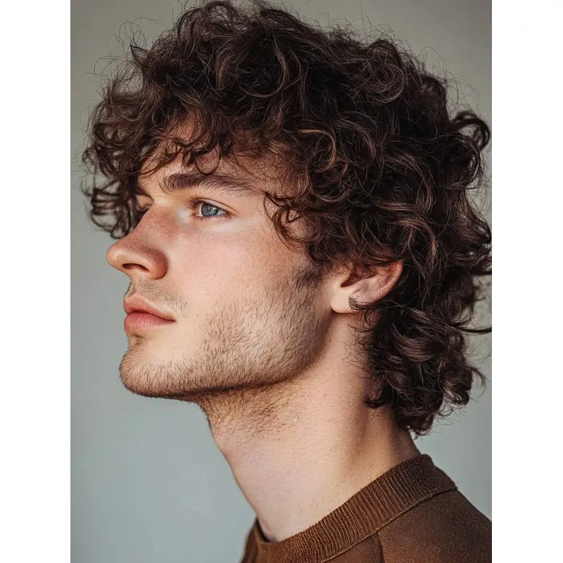 Men's Wig 8" Short Monofilament With Bangs Brown Wigs