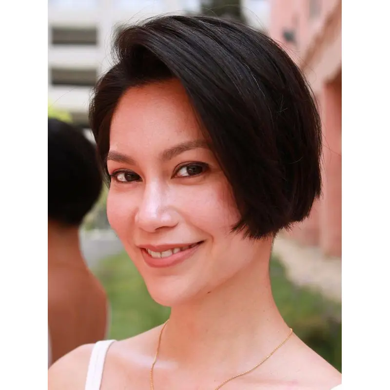 Short Black Wigs Synthetic Lace Wig Without Bangs Short Pixie Wigs