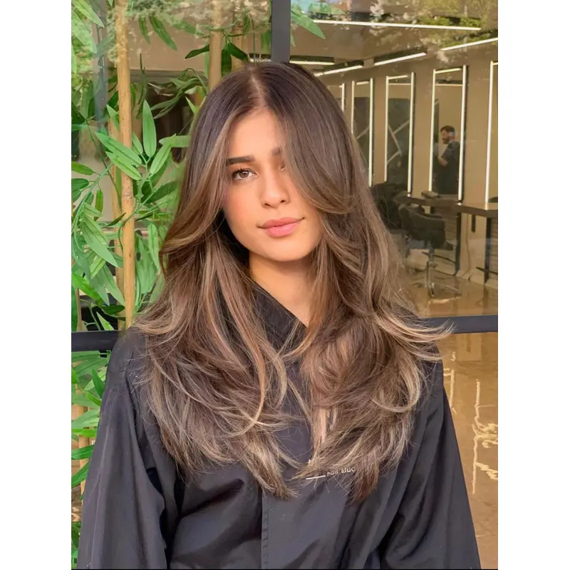 18" Lace Front Layered Long Straight Human Hair Wigs