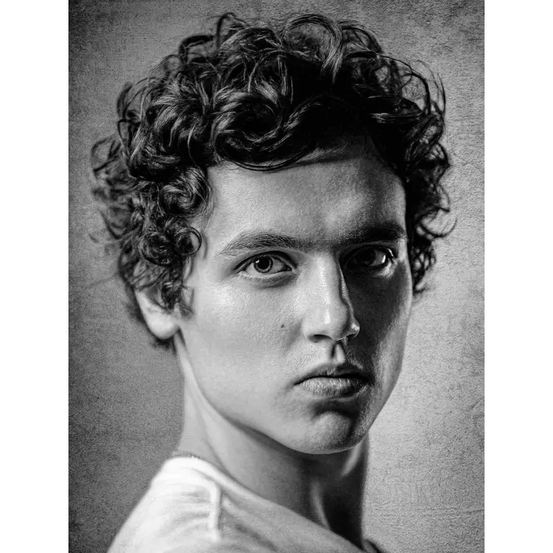 Black Capless Wavy Short Remy Human Hair All Over Curls Men Wigs