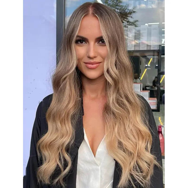 Long Blonde Wig Synthetic Wavy Wigs Blonde Without Bangs Lace Wigs