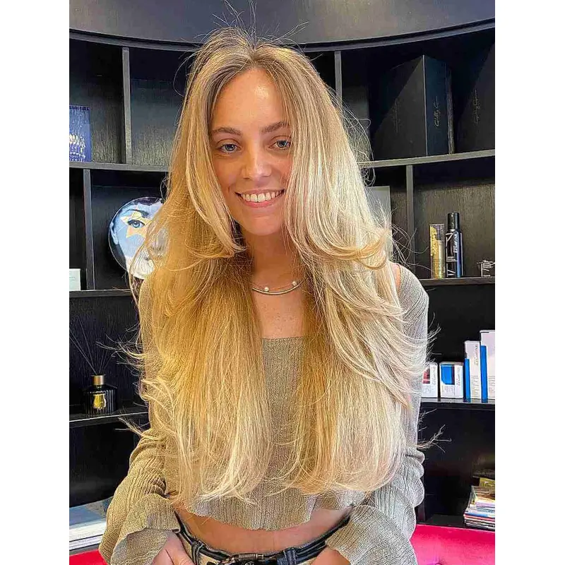 Long Hair Wigs Lace Front Wavy Blonde Wig Ceter Part Wigs Long Layered Wigs