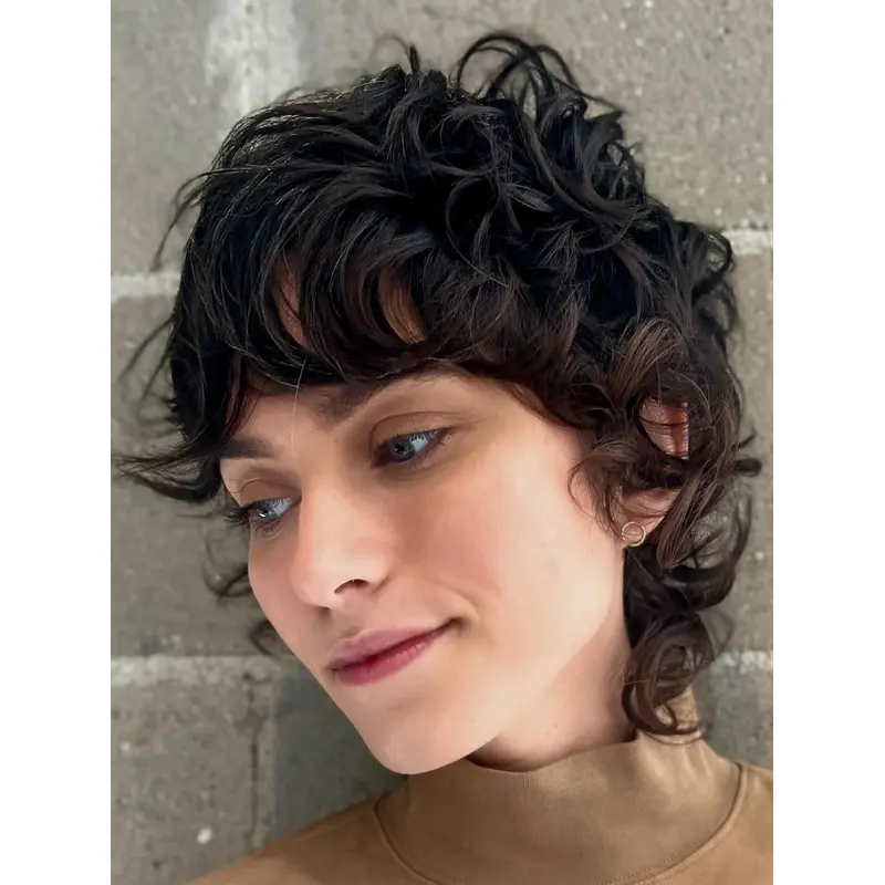 Short Curly Hair Wigs Lace Front 8" Layered Wigs