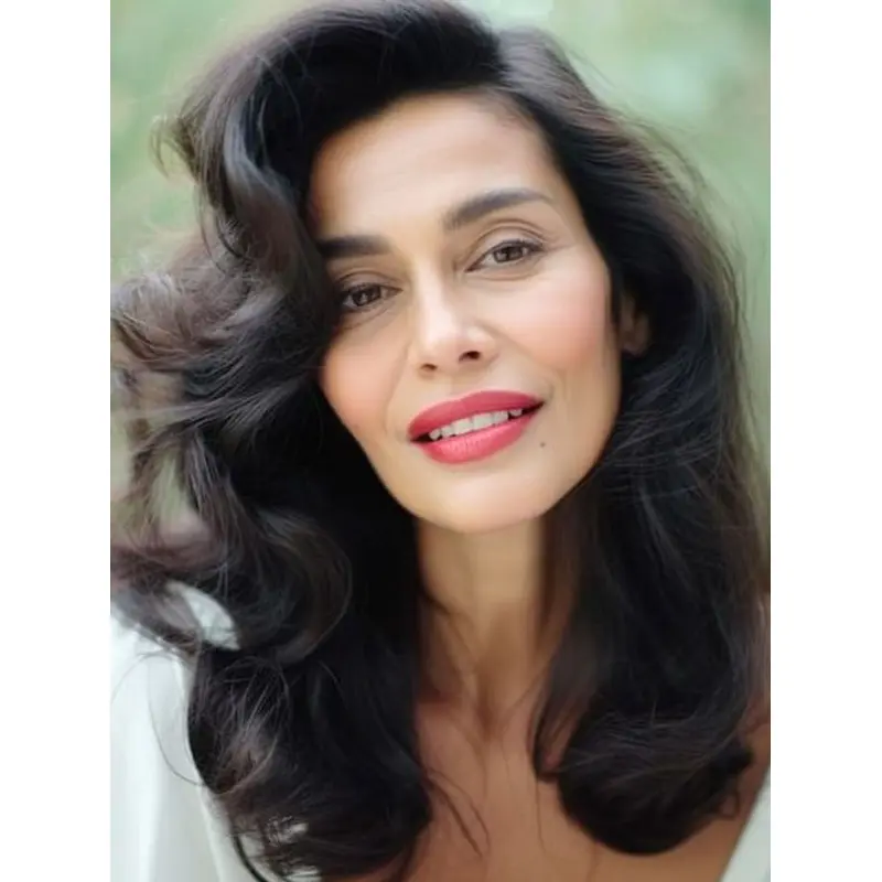 16" Layered Monofilament Human Hair Wigs Long
