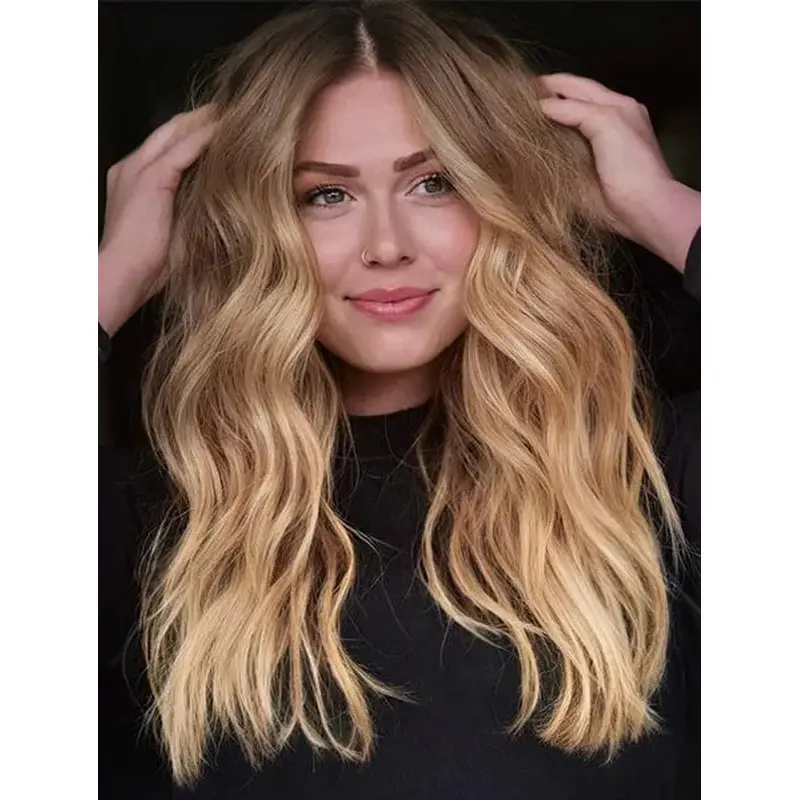 Long Wigs For Sale Without Bangs Synthetic Wig Wavy Long Blonde Wigs