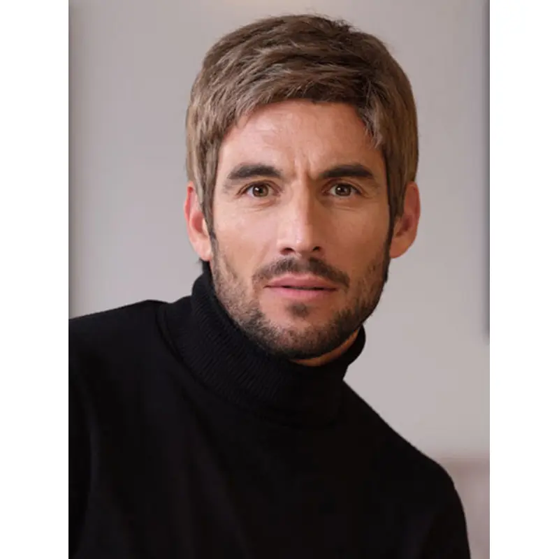 Straight Synthetic Cropped Monofilament 4" Brown Buy Men Wig