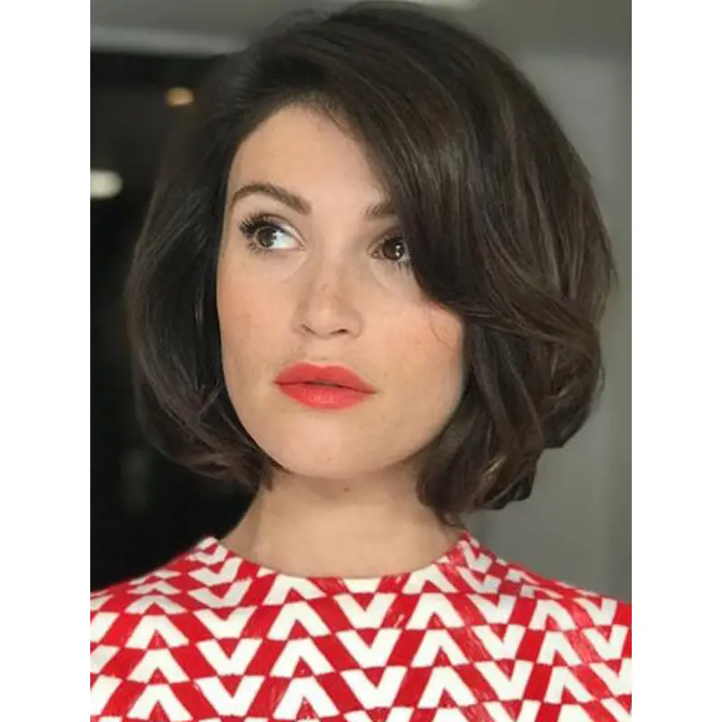 Wavy Short Wigs Monofilament Wavy Remy Human Hair 10" Wigs