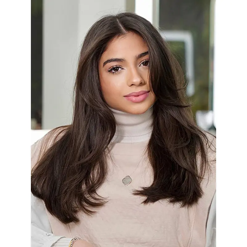 18" Monofilament Wavy Brown Long Wigs