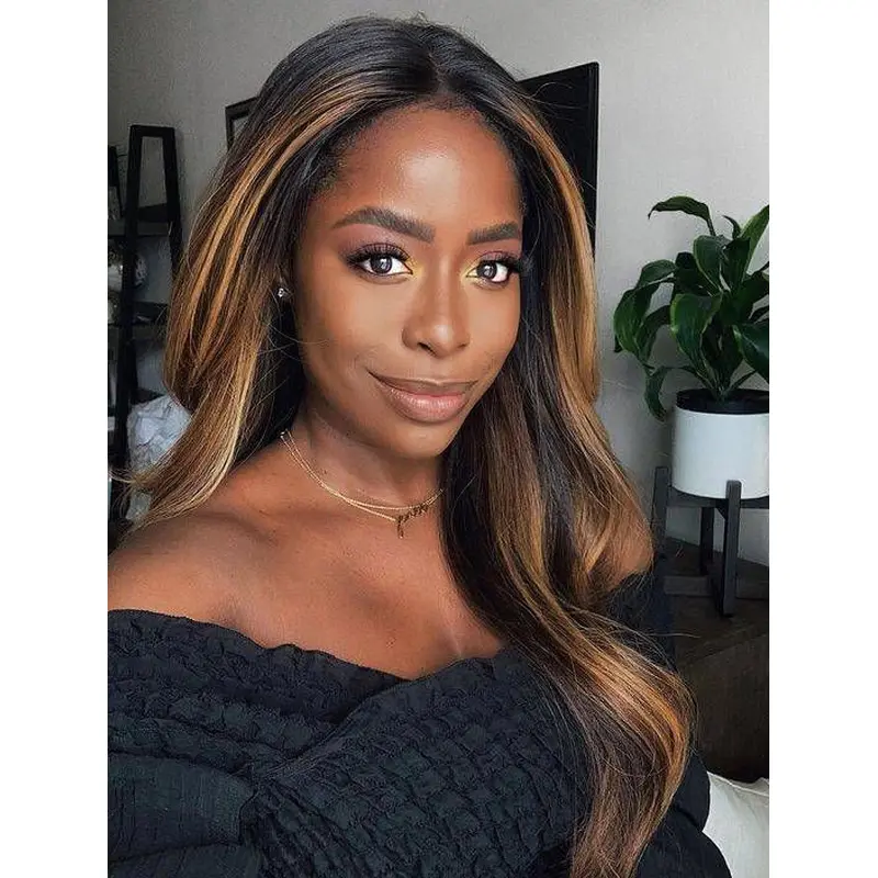 African American Lace Front Wigs Long Browm Wigs Wavy Synthetic Wigs