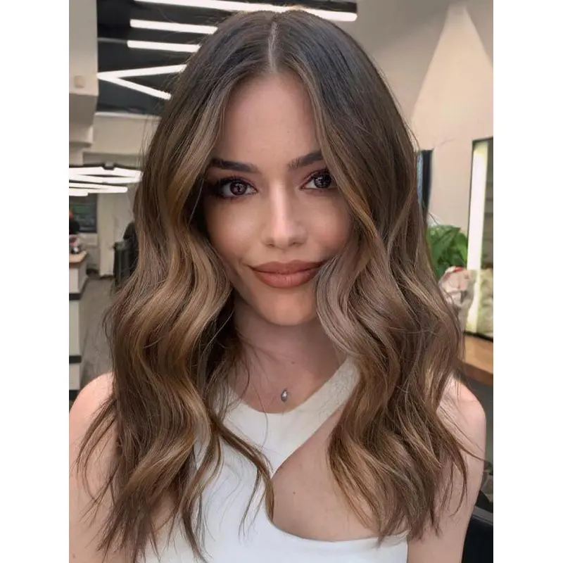 Long Hair Wigs For Women Wavy Brown Without Bangs Wigs Front Lace Wigs