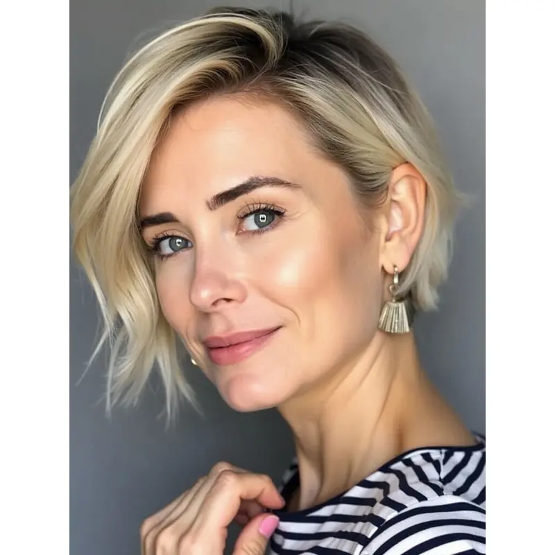 Straight Hair Bob Wig Lace Front Short Remy Human Hair Blonde 8" Wigs