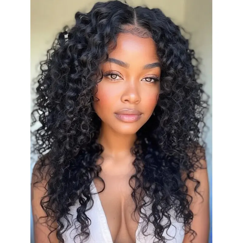 African Hair Wigs Black Curly Monofilament Wigs