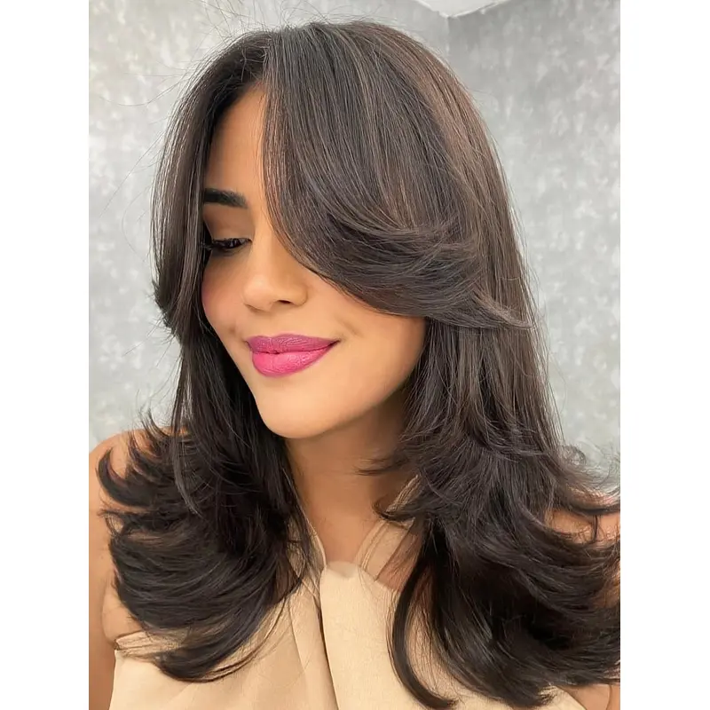 Brown Long Hair Wig Lace Front 18" Wavy Wigs