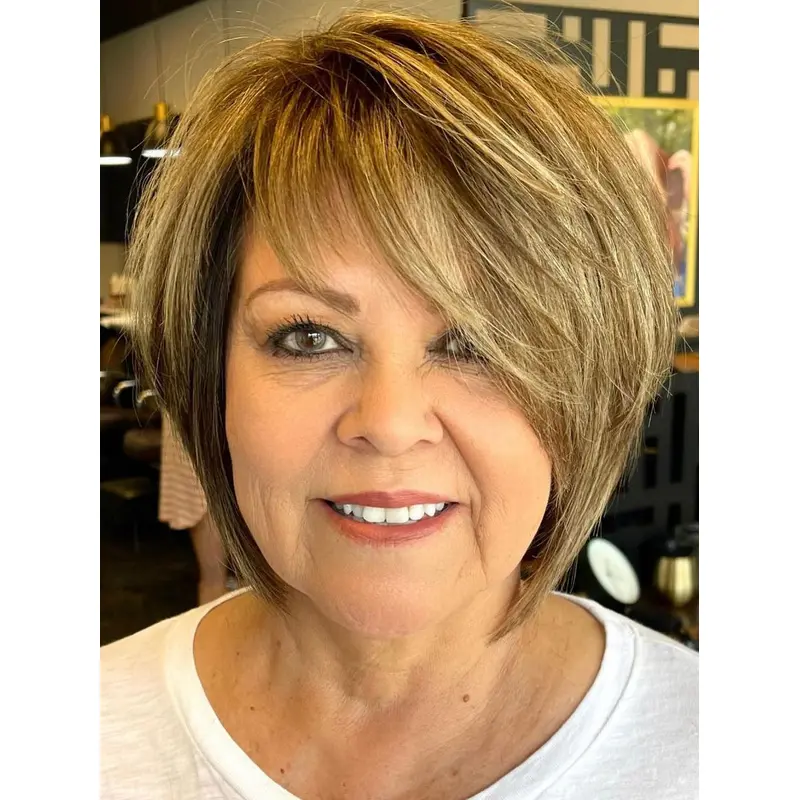 Short Blonde Wigs 8" With Bangs Wigs