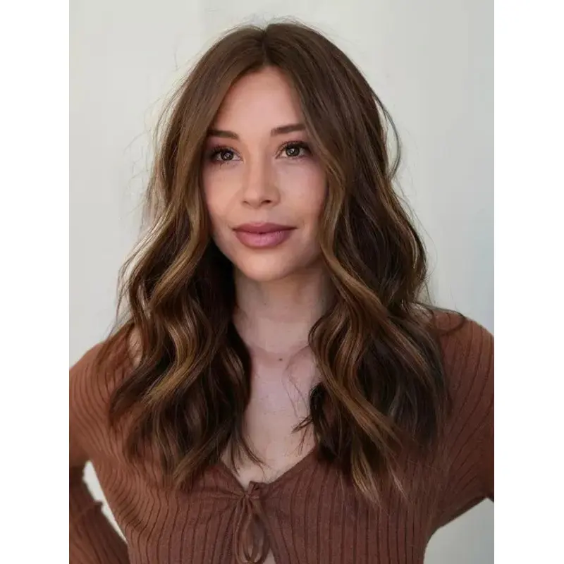Long Brown Wigs Wavy Synthetic Lace Wig Durable Long Hair Wigs
