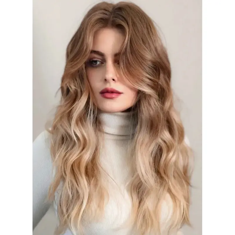 Long Hair Wig Wavy Synthetic Lace Front Wig Modern Long Wigs