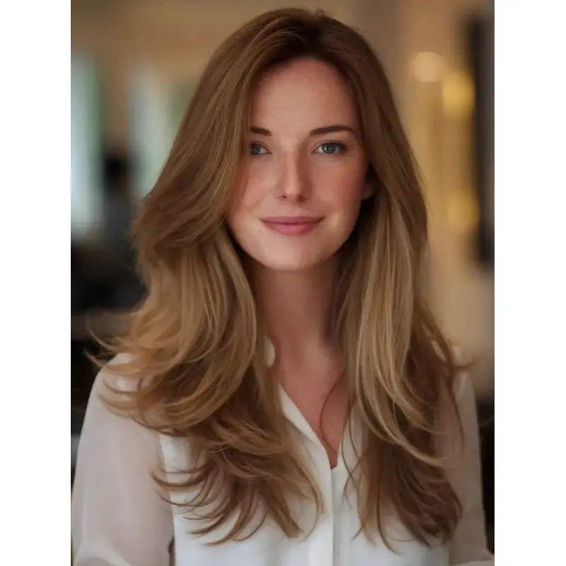 Blonde Long Wig Lace Front 18" Layered Wavy Wigs