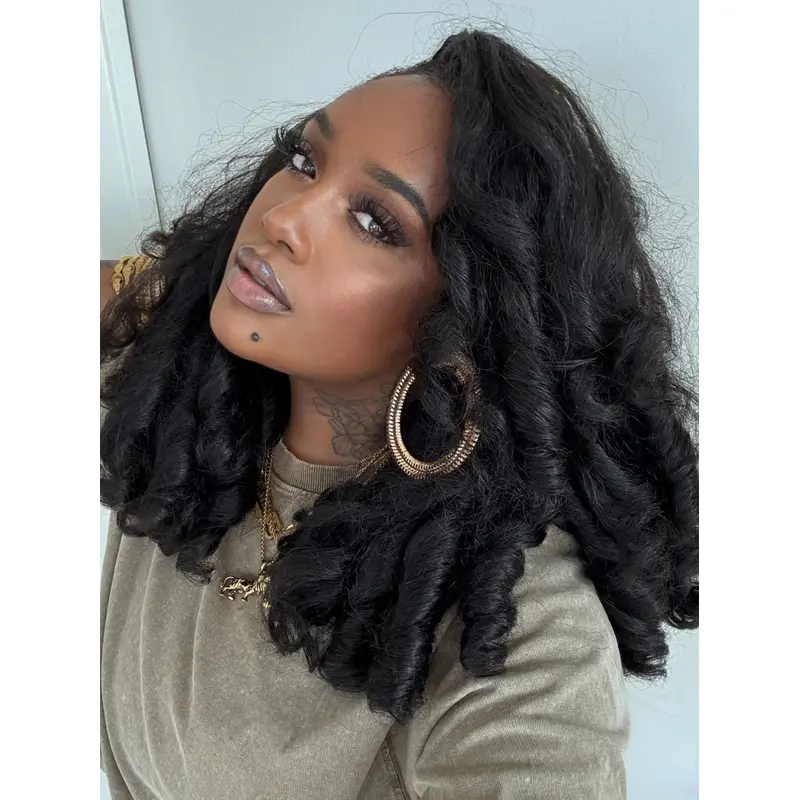 Front Lace Wigs For African American 16" Long Curly Wigs