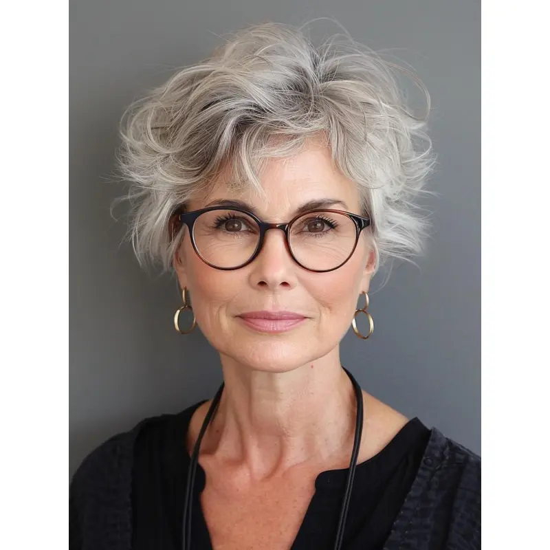 Grey Hair Wigs Short Monofilament Straight Without Bangs 6" Wigs