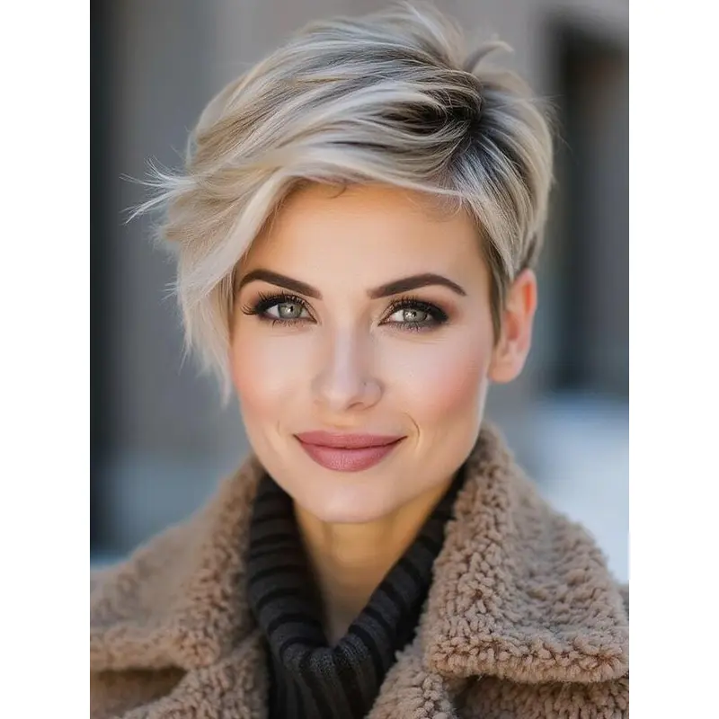 Short Style Wigs Monofilament Boycuts Remy Human Hair Straight Ombre/2 Tone Wigs