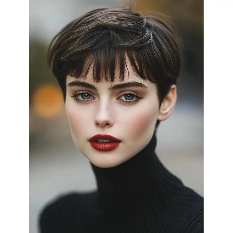 Womens Short Wigs Black 6" Synthetic Straight Boycuts Lace Front Wigs